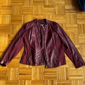 Deep Burgundy Faux Leather Jacket